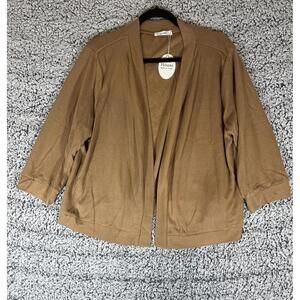 Hount Women’s Open Front Cardigan 2XL Tan Lightweight Rayon Stretch NWT
